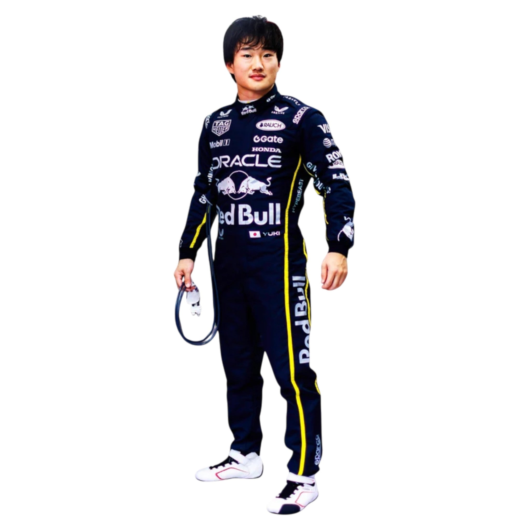 Yuki Tsunoda 2025 Red Bull Las Vegas GP F1 race suit with special Las Vegas themed design and sponsor logos
