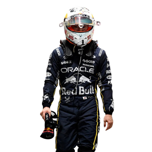 Yuki Tsunoda 2025 Red Bull Las Vegas GP F1 race suit with special Las Vegas themed design and sponsor logos