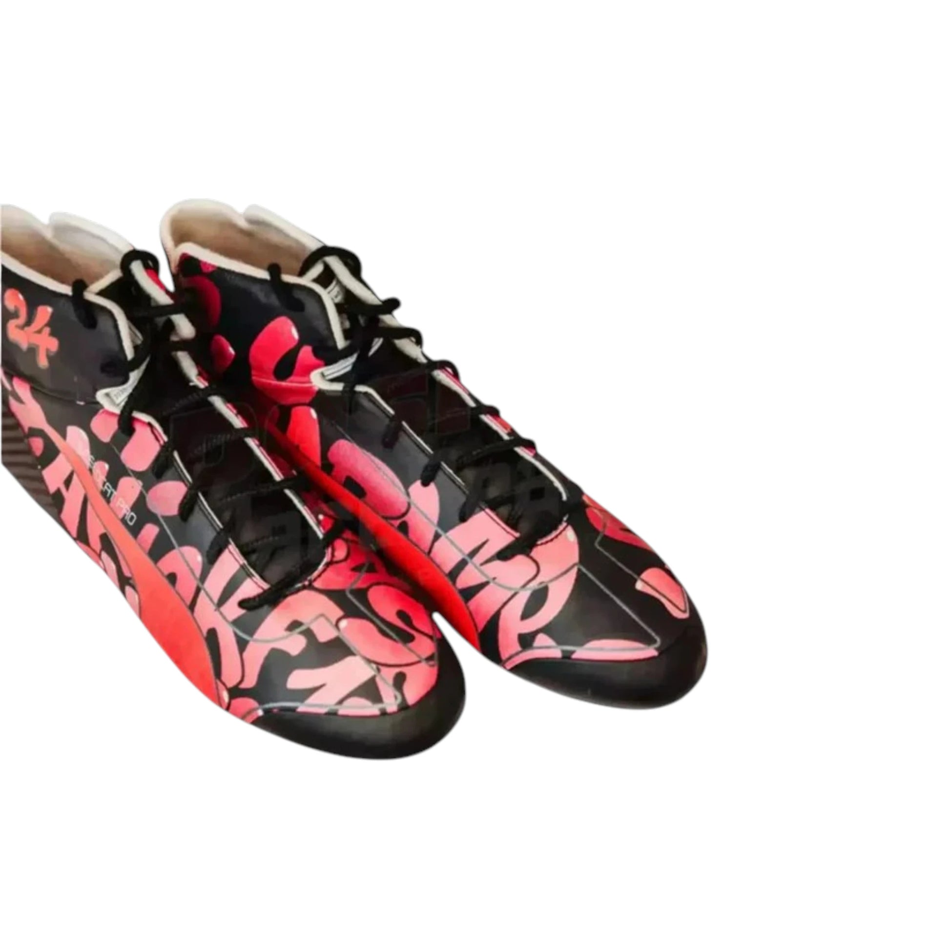 Zhou Guanyu 2023 Alfa Romeo Special Edition F1 racing shoes featuring black and red Alfa Romeo branding with special edition detailing